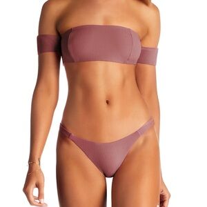 Vitamin A Havana Off-the-Shoulder Bikini Top and Aloha Side tie bottoms